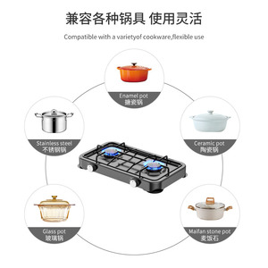 <span class=keywords><strong>Cuisinière</strong></span> pliante à <span class=keywords><strong>gaz</strong></span> et électrique à double brûleur en acier inoxydable, classe A d'efficacité énergétique, facile à nettoyer, fabriquée au Zhejiang, Chine - Product Image 2