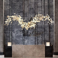 Lustre créatif en céramique blanche en forme de feuille, style luxe léger, pour salon, salle à manger, villa, hôtel, design moderne, branche dorée