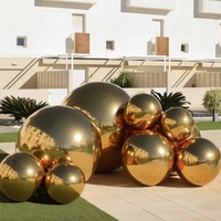 Boule miroir gonflable dorée pour intérieur et extérieur, sphère brillante suspendue pour la décoration d'événements et de festivals de musique
