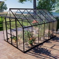 Solarium extérieur de luxe en aluminium à économie d'énergie avec toit en verre trempé, cabane ensoleillée insonorisée, véranda à rupture de pont thermique, jardin d'hiver