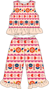 Nuovo Set Estivo alla Moda di Alta Qualità per Ragazze: Top Senza Maniche in Seta di Latte e Pantaloni Lunghi con Pizzo, Outfit Casual - Product Image 4