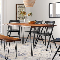Table de salle à manger en bois massif poli de qualité export, mobilier haut de gamme pour usage résidentiel, commercial et hôtelier
