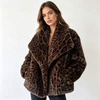 Veste en fausse fourrure moelleuse à imprimé léopard vintage Zeyu pour femme, grand col, épaisse et chaude, manteau d'hiver, manteaux en fausse fourrure écologiques pour femme ODM