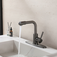 Robinet de salle de bain moderne classique à un seul trou, à poser sur le plan, avec acier inoxydable résistant à la corrosion et valve en céramique, pour usage hôtelier