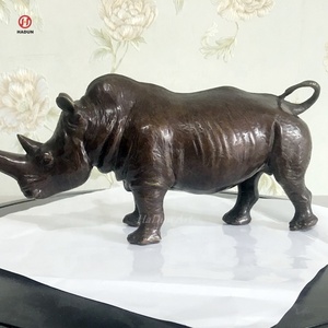 Customized Metal Craft Animal Figurines Small Bronze <strong>Rhino</strong> Sculptures Brass <strong>Rhino</strong> <strong>Statues</strong> for Table Decoration - Product Image 2