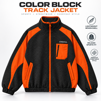 Vestes de survêtement color-block pour hommes, col montant, fermeture éclair intégrale, style rétro, coupe décontractée, streetwear, coupe-vent, OEM