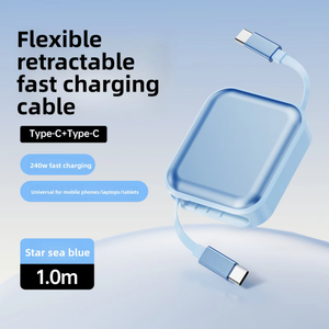 Câble de données rétractable USB Type-C vers Type-C 240W à charge rapide en PVC avec <span class=keywords><strong>garantie</strong></span> de 12 mois pour téléphone portable, tablette, voiture - Product Image 5