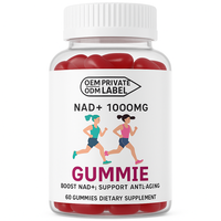 Gommes supplément NAD + 1000mg avec étiquette personnalisée OEM sans sucre Vitamine B3 Niacinamide améliore la régénération du NAD et améliore l'immunité