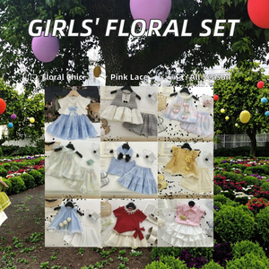 Set Estivo Stile Preppy Coreano per Ragazze, Camicia Senza Maniche in Chiffon Floreale e Pantaloncini con Elegante Stampa Floreale in Poliestere/Cotone - Product Image 4