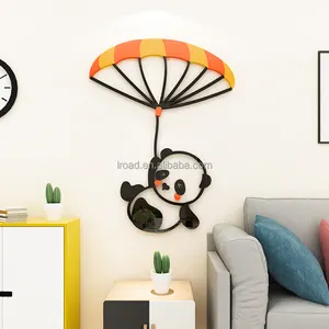 Lovely Panda Balloon Wall Sticker 3D Acrylic Self adhesive Wallpaper Children's Bedroom Home Decoration