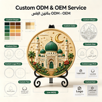 Ornement de bureau rond en résine en gros, impression UV 3D en relief, mosquée du Ramadan, lune, étoile, palmier, décoration de table pour la maison, personnalisable