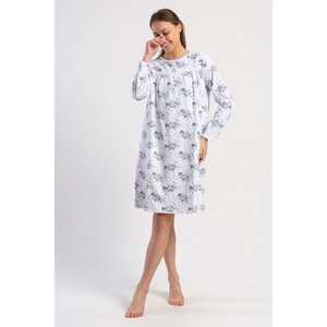 Camisón de Algodón para Mujer Neha, Manga Larga, Clásico, Suave, Azul - Product Image 6