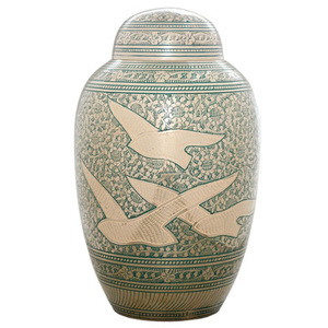 Brass Hand Engraved Birds Urns - CRU-1054 - Product Image 1