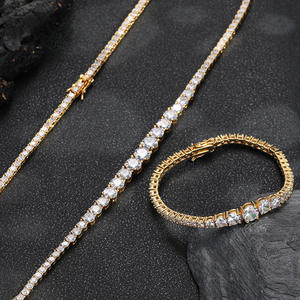 Collar de tenis con circonitas de tamaño degradado, nuevo estilo moderno de <span class=keywords><strong>Instagram</strong></span>, joyería de pareja hip-hop europeo-americana para hombres y mujeres - Product Image 3