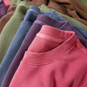 เสื้อสเวตเชิ้ตคอกลมโอเวอร์ไซส์แบบยูนิเซ็กซ์ สีม่วงล้วน ผ้าฝ้ายถัก สวมใส่สบาย สไตล์ลำลอง สำหรับฤดูใบไม้ร่วง ทรงปกติ - Product Image 5