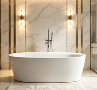 Baignoire ovale autoportante en acrylique MC8015-8018, design écologique, fonction de trempage profond, vidange central, 1,7 m, pour appartement et hôtel