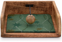 Boîte à mouchoirs classique en bois avec barre de pression métallique élégante, écologique et durable, pour la décoration de table à la maison – Offre Spéciale