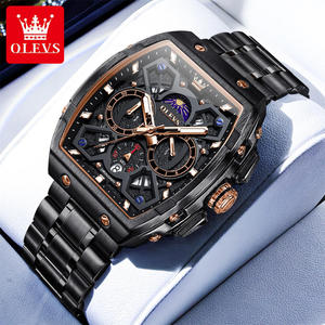   Montre à quartz pour homme avec logo personnalisé OEM, en acier inoxydable, multifonctionnelle, phase lunaire, chronographe, calendrier, luminescente - Product Image 2