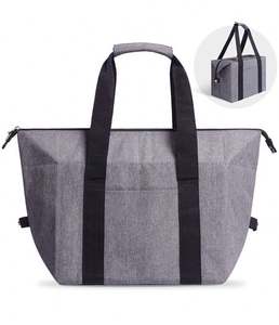 Custom logo Insulated Polyester Beach <b>Cooler</b> Tote <b>Bag</b> for Shopping Travel Picnic with Zipper Delivery Food <b>Bag</b> - Product Image 1