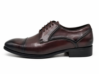 Chaussures habillées Oxford pour hommes en cuir véritable brun foncé bruni à bout pointu, à lacets, semelle extérieure en caoutchouc, pour le bureau, la carrière, les tenues formelles, vente en gros