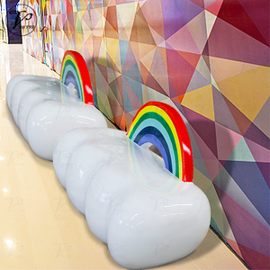 ม้านั่งไฟเบอร์กลาสทรงเมฆสีรุ้งทันสมัยสำหรับลานกลางแจ้ง เหมาะสำหรับพื้นที่สาธารณะ เช่น สวนสาธารณะ โรงยิม ห้างสรรพสินค้า และโรงแรม - Product Image 5