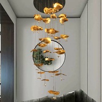 Nouveau Lustre d'escalier postmoderne tout en fer LED AC pour hôtels, villas, duplex, salons à niveaux superposés, luminaires Zhongshan
