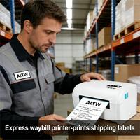 Printer Label Thermal AIXW 110mm 4 Inch Pembuat Label Barcode dengan Stand, Terhubung ke Sistem IOS dan Android, Tersedia