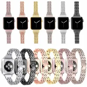 Voor Apple Watch Diamant Band, Strass Luxe Bling Metaal Rvs Diamant Band Voor Apple Watch 38Mm 41Mm 40Mm