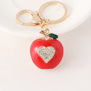 Dễ thương màu đỏ dầu nhỏ giọt <span class=keywords><strong>Apple</strong></span> xe Keyring Rhinestone pha lê trái tim trái cây <span class=keywords><strong>Apple</strong></span> hình dạng Keychain Túi phụ kiện - Product Image 6