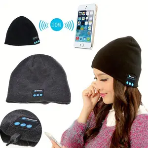 Strick Mütze Kopfhörer Bluetooth Hut Kappe Drahtlose Kopfhörer Mütze Strick Drahtlose Winter mütze