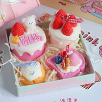 Coffret Cadeau Bougie Parfumée en Forme de Gâteau, Cire de Soja Faite à la Main, Bougie Dessert, Vente en Gros, Logo Personnalisé, Fourniture en Vrac