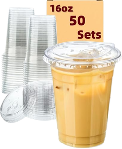 Gobelets en plastique jetables transparents avec couvercles, logo personnalisé, 8oz 12oz 16oz 24oz 32oz, vente en gros, fabricant OEM - Product Image 1
