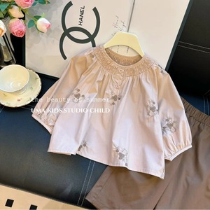 Tongxingyuan Girls Korean Style Embroidered Shirt And Carrot Pants Set Cotton Spring Autumn Casual Two Piece Outfit - Product Image 3