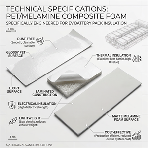 <span class=keywords><strong>Mousse</strong></span> de mélamine laminée PET à haute constante diélectrique pour l'<span class=keywords><strong>isolation</strong></span> cellule-à-cellule des batteries - Product Image 5