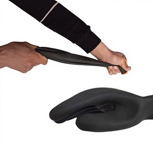Gants de sécurité en caoutchouc résistants aux produits chimiques, noirs, 14 pouces de long, résistants aux acides et aux alcalis, imperméables, à revers droit - Product Image 4
