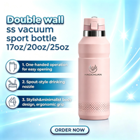 Bouteille d'eau portable en acier inoxydable pour course en extérieur, avec logo imprimé en 3D, 17 oz, double paroi sous vide, 20 oz, gourde isotherme
