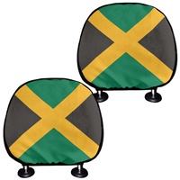 Housse de coussin d'appui-tête de voiture imprimée drapeau national, 2 pièces, installation facile, lavable, en polyester, accessoire de décoration pour appui-tête de véhicule