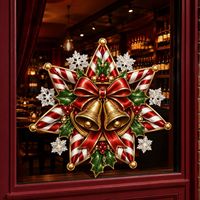 Calcomanías Navideñas de Estrella de 7 Puntas para Ventanas, Adhesivos Estáticos para Vidrio para Decoración de Tiendas y Ambiente Festivo