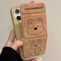 Étui magnétique à rabat peint à la main avec motif de chien West Highland pour iPhone 16 Pro Max, 15, 14, 13/12