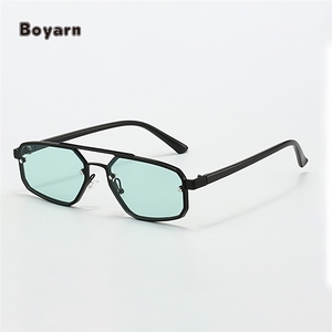 Boyarn classique petit cadre Double faisceau hommes et femmes nuances dégradé épais métal jambe polygone Uv400 Protection <span class=keywords><strong>lunettes</strong></span> <span class=keywords><strong>de</strong></span> <span class=keywords><strong>soleil</strong></span> - Product Image 3