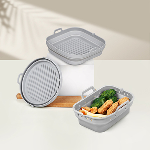 Round Pan <b>Silicone</b> Pot Mold Oil-Free <b>Baking</b> Tray Cooking Pans Food Grade Premium Foldable Air Fryer Liner for Fryers - Product Image 4