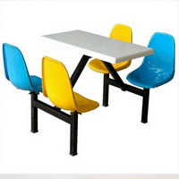 Ensemble table et chaises contemporains en plastique avec dossiers métalliques pour l'école et la restauration