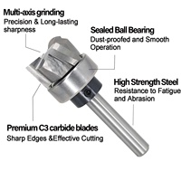 Pattern Flush Trim Router Bit Bottom Clearing 3 Flûte, Shank Bearing Downcut Spiral for Template Trimming -1/4 "Shank