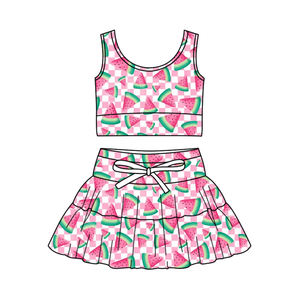 GSD3777 Venta al por Mayor Nuevo Vestido de Yoga para Niñas Estilo Boutique, Conjunto a Cuadros Negro para Niña, Vestido a Cuadros - Product Image 5