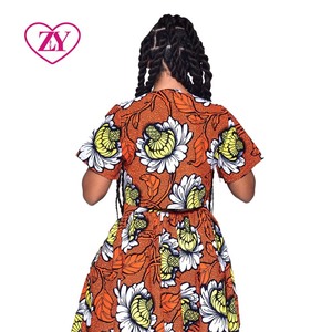 Ensembles de jupes de mariage à fleurs taille haute pour femmes vêtements traditionnels africains Ankara <span class=keywords><strong>tenue</strong></span> fluide en coton pour la fête grande taille - Product Image 4