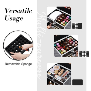 Nail Polish with Drawer Portable Manicure Organizer <b>Box</b> <b>Makeup</b> Storage <b>Box</b> Large <b>Makeup</b> Train Case with Mirror - Product Image 2