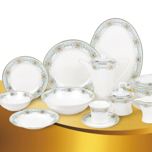 Giá Rẻ Giá Bán Buôn Sang Trọng Pakistan 61Pcs Xương Trung Quốc Đặt Bữa Ăn Tối Nhà Máy Bền Vững Chất Lượng Cao Bộ Đồ Ăn Cho Nhà Hàng Nhà - Product Image 1