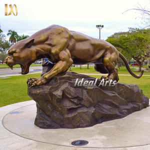 Custom Made decoração ao ar livre artesanato Metal Animal vida tamanho pantera escultura <span class=keywords><strong>Bronze</strong></span> Leopard estátua - Product Image 2