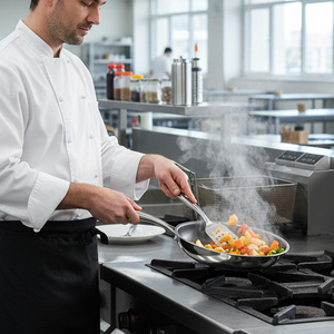Sartén Wok <span class=keywords><strong>de</strong></span> Acero Inoxidable Triple Capa con Revestimiento <span class=keywords><strong>de</strong></span> <span class=keywords><strong>Titanio</strong></span>, Apta para Cocina <span class=keywords><strong>de</strong></span> Inducción y Gas, para Uso en Restaurantes y Hoteles - Product Image 4
