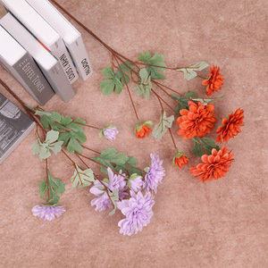 Flores Artificiales de Crisantemo y Dalia de Seda, Modelo Ruyi de Seis Cabezas RYM-357 para Decoración de Bodas, Hogar y Fotografía - Venta al por Mayor - Product Image 3
